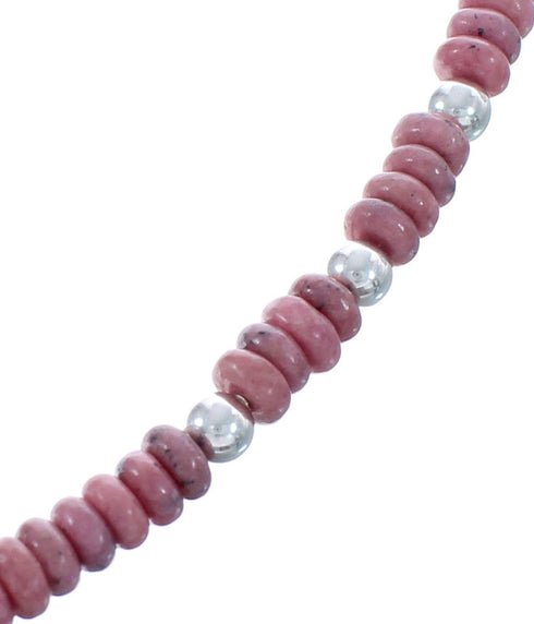 Rhodonite Southwestern Authentic Sterling Silver Bead Necklace BX120744